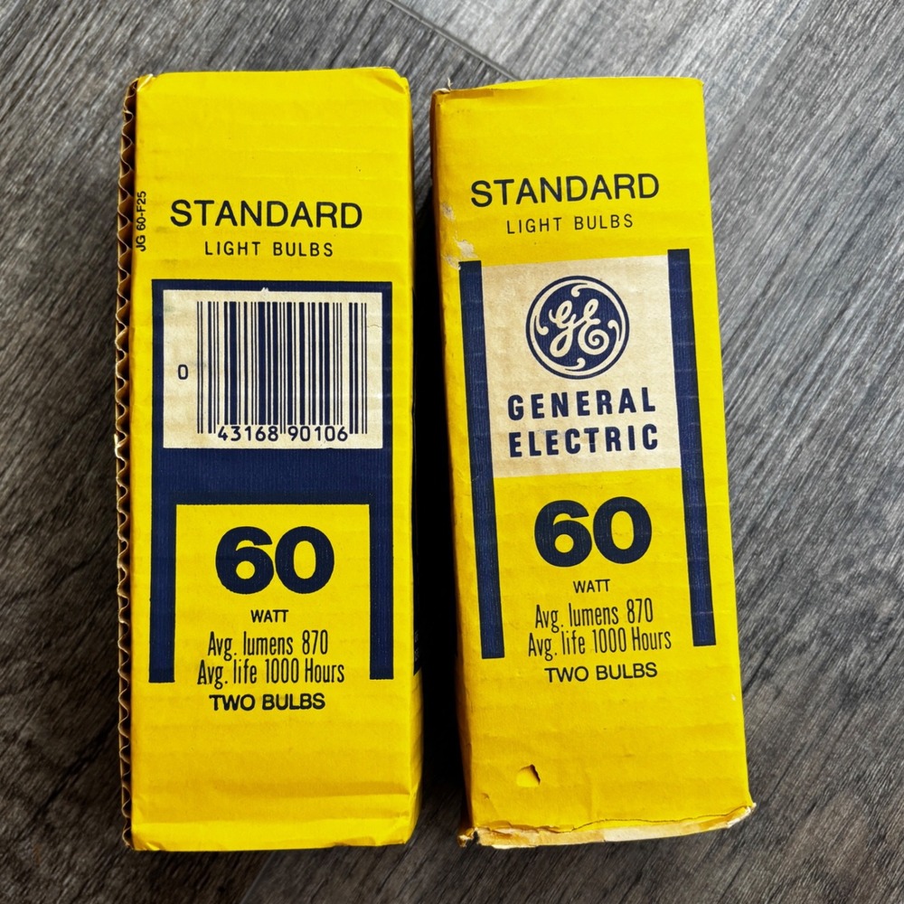 Vintage GE 60 Watt Standard Light Bulbs 4 Pack 120V Frosted General Electric